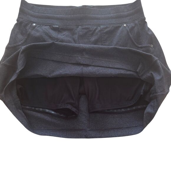 Athleta Skort Active Athletic Stretch Zip Pocket Skirt Shorts Gray M bv - Picture 5 of 8